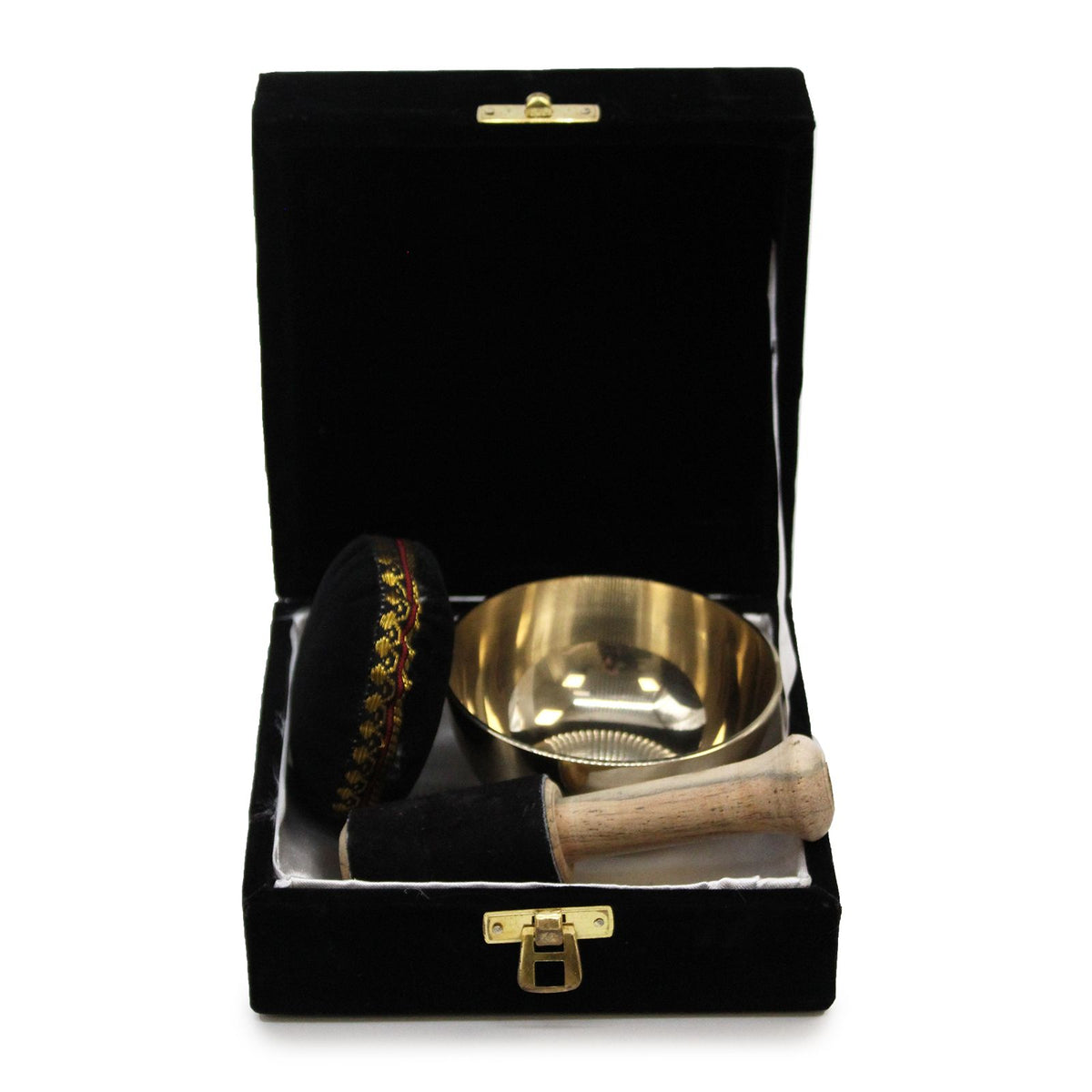 Product image of Brass Singing Bowl Gift Set - 9cm (view 5), showing a singing bowl with a brass construction; size details including 9cm.