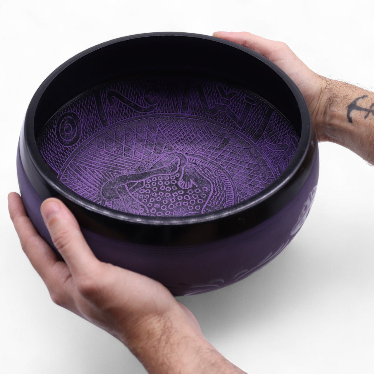 Product image of Extra Loud - Mushroom Singing Bowl - Purple Haze (23x10.5cm, 1.3kg) (view 10), showing a singing bowl with a purple colourway; size details including 5cm, 1.3kg.