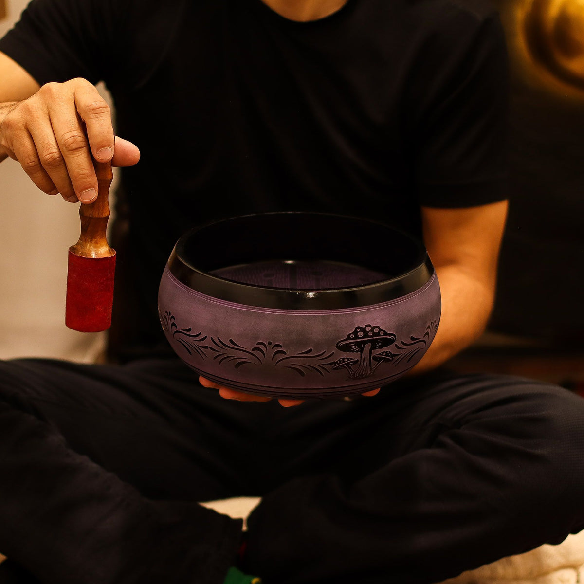 Product image of Extra Loud - Mushroom Singing Bowl - Purple Haze (23x10.5cm, 1.3kg) (view 11), showing a singing bowl with a purple colourway; size details including 5cm, 1.3kg.