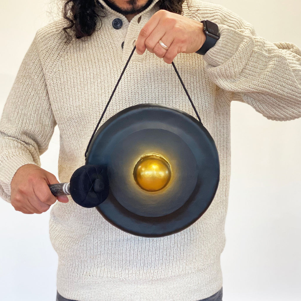 Small Healing Gong in Stand - 25cm - Black - Irama Nusa