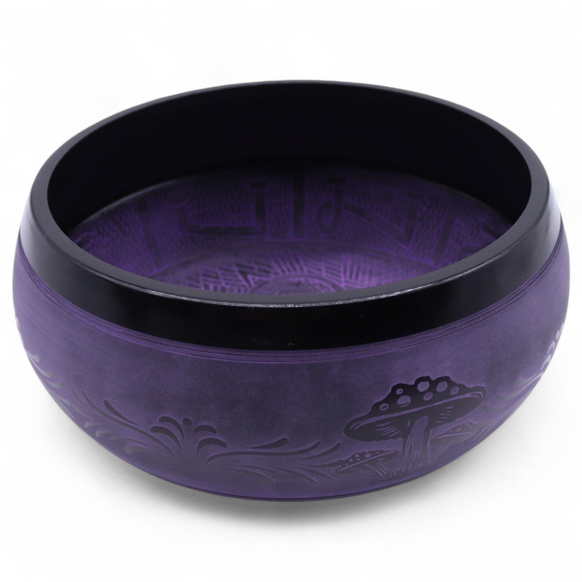 Product image of Extra Loud - Mushroom Singing Bowl - Purple Haze (23x10.5cm, 1.3kg) (view 1), showing a singing bowl with a purple colourway; size details including 5cm, 1.3kg.